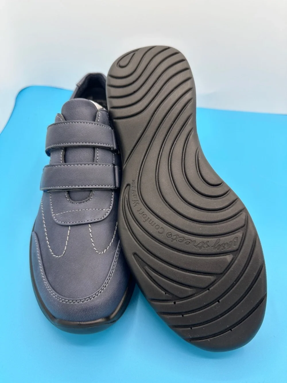 New! Easy Street Navy Blue Women's Velcro Flats. Size 8. Brand new/no box.